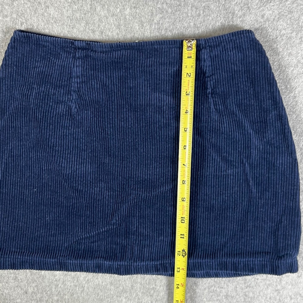 Kendall & Kylie Small Corduroy Mini Skirt Navy Blue Cotton Dark Academia Preppy